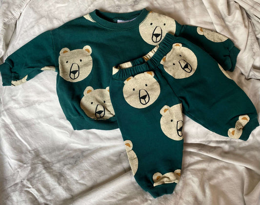 Zara polar bear green sweatsuit 9-12m, Kids 12 Month (9-12M)