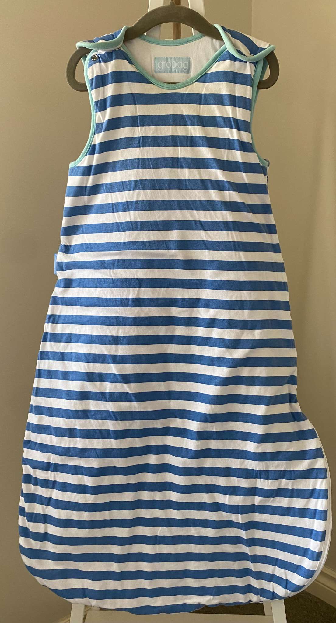 Grobag blue & white stripe sleep sack 2.5 TOG 6-18m (MSRP $65), 6-12 Months (Medium)