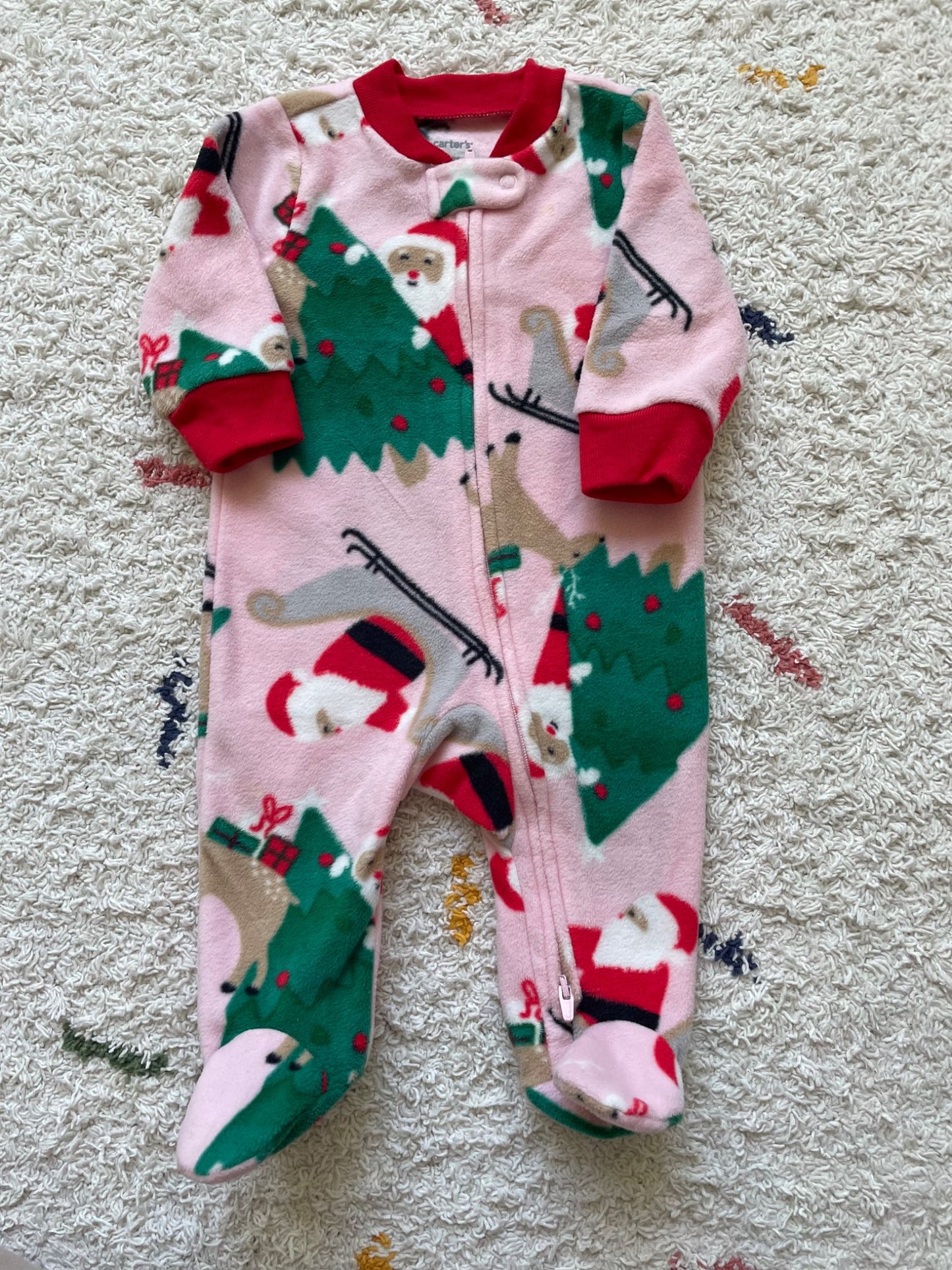 Carters 3m christmas fleece sleeper, Kids 3 Month (0-3M)