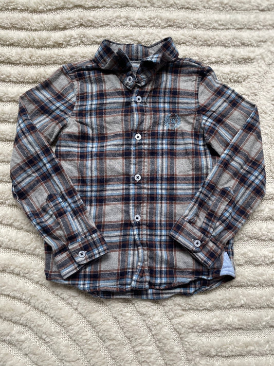 DK plaid button up 3Y top, Kids 3T