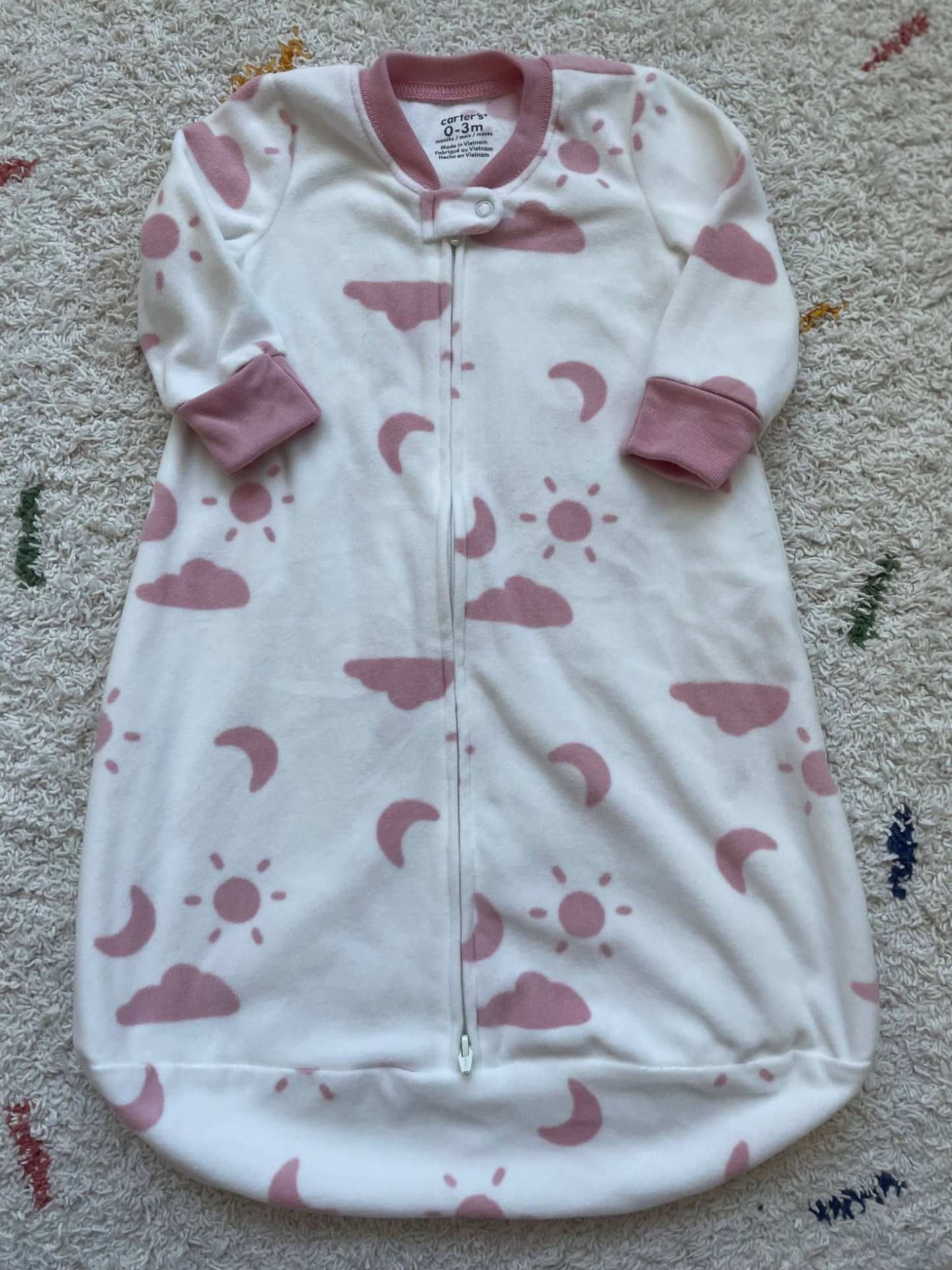 NWOT 0-3m fleece sleep sack with fold over hands, 0-3 Months (Newborn)