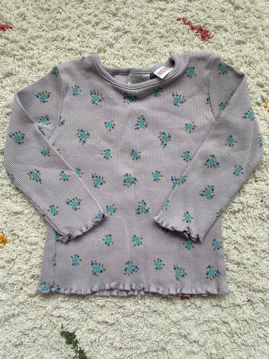 Zara 6-9m ribbed long sleeve purple top, Kids 9 Month (6-9M)