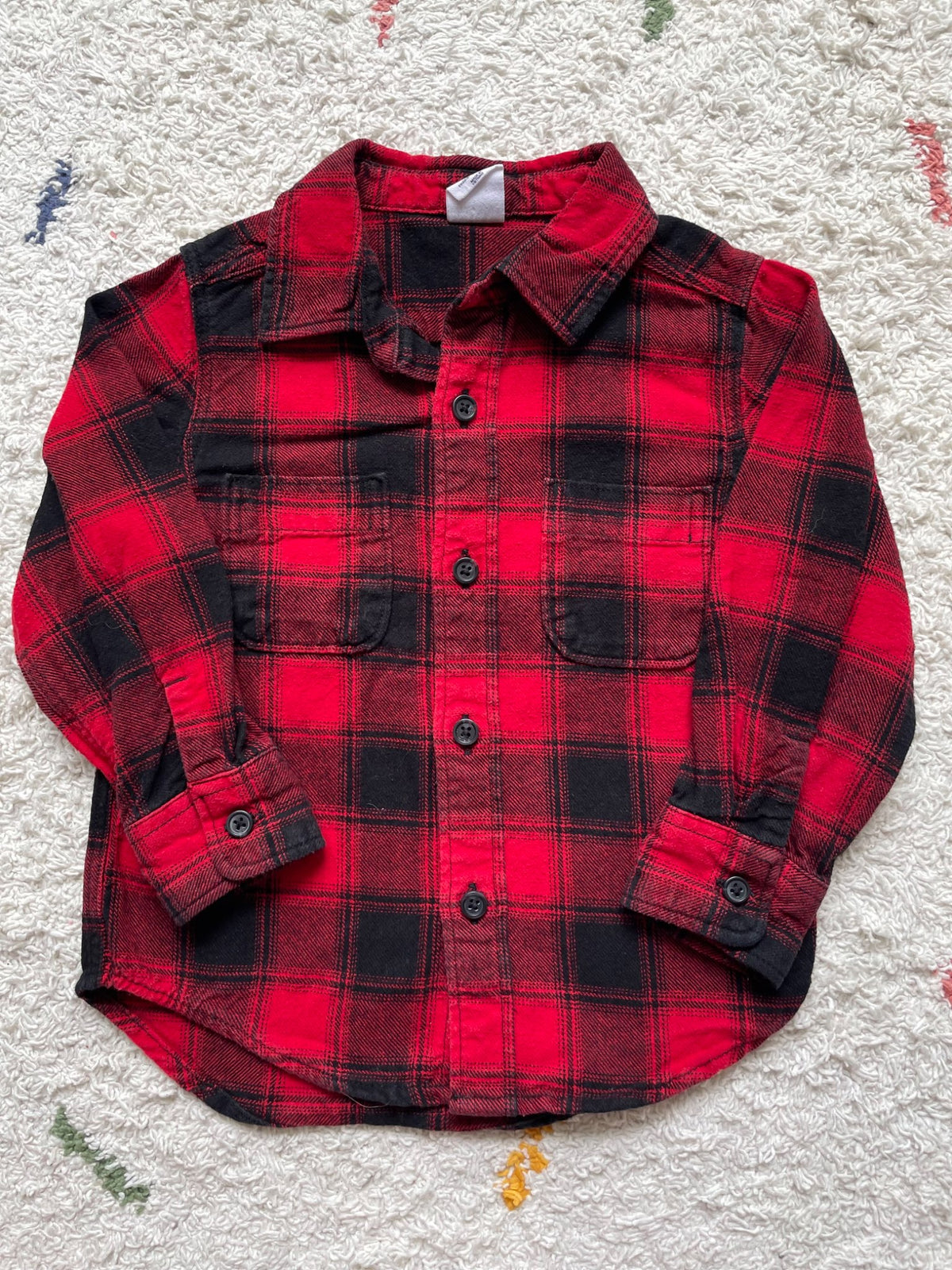 2Y long sleeve button up red plaid shirt, Kids 2T
