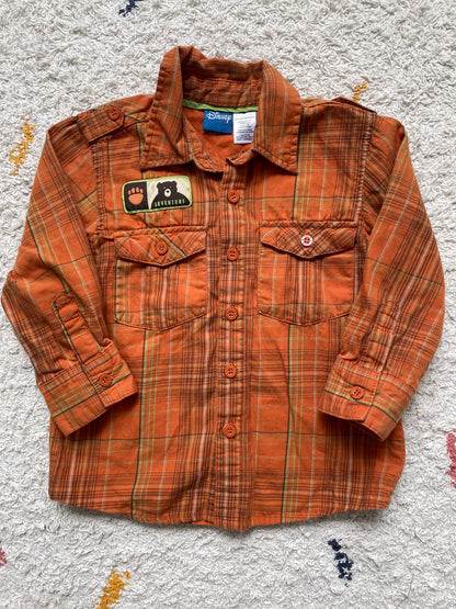 Disney 3Y orange plaid button up  winnie the pooh, Kids 3T