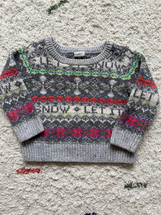 Gap "let it snow" knit sweater 12m, Kids 12 Month (9-12M)