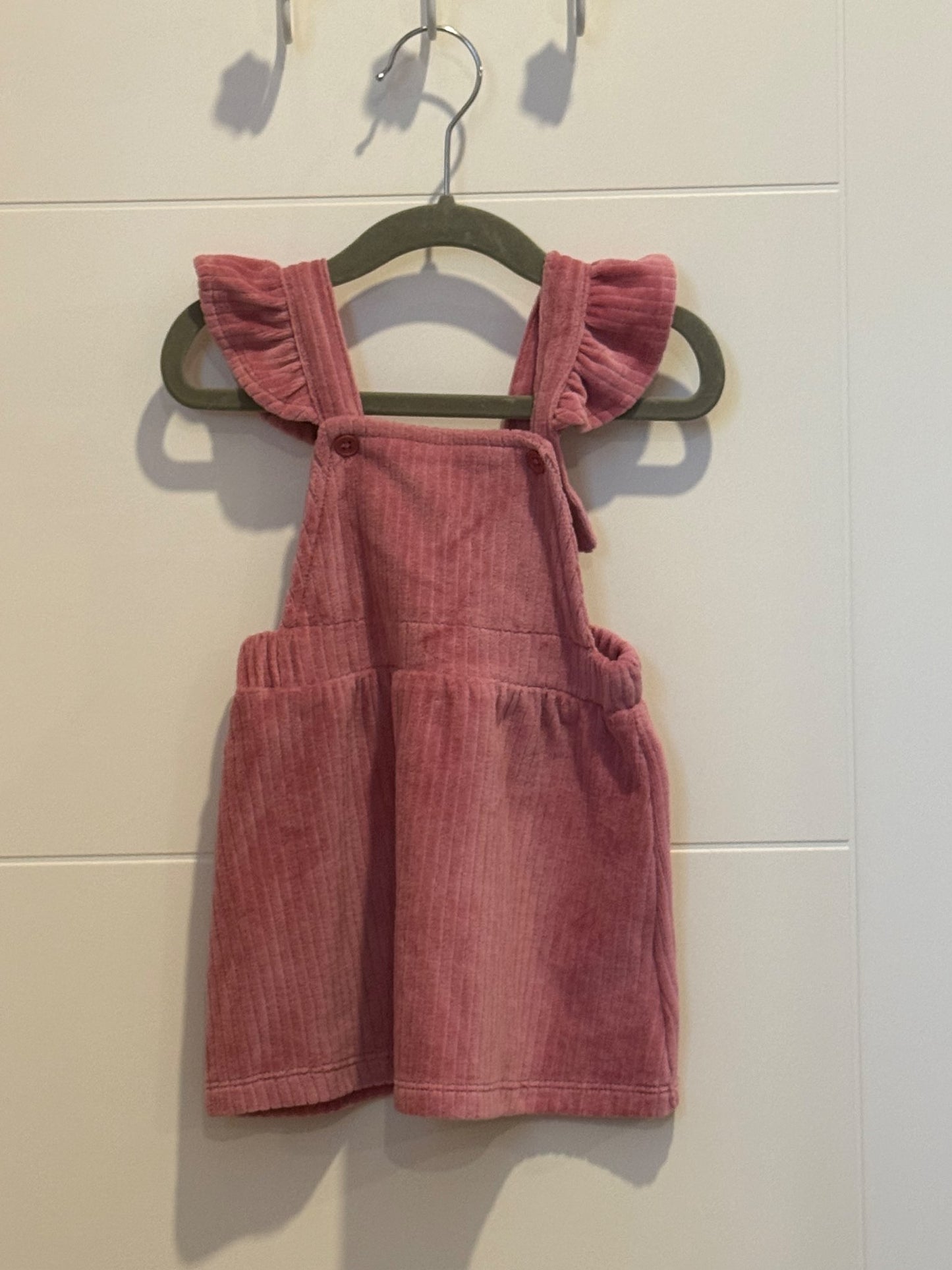 Courduroy pink overall dress , Kids 9 Month (6-9M)