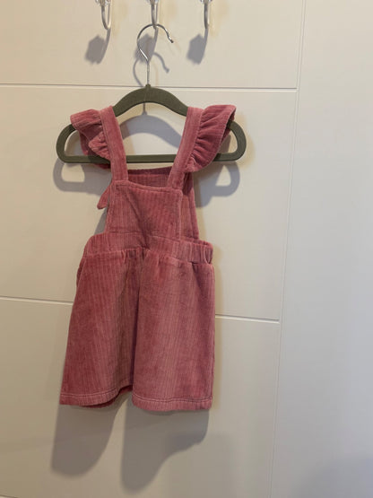 Courduroy pink overall dress , Kids 9 Month (6-9M)