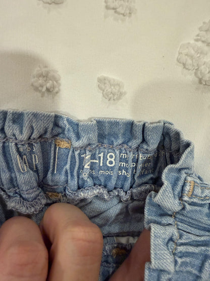 Baby girls gap denim bubble short size jeans 12-18 months, Kids 18 Month (12-18M)