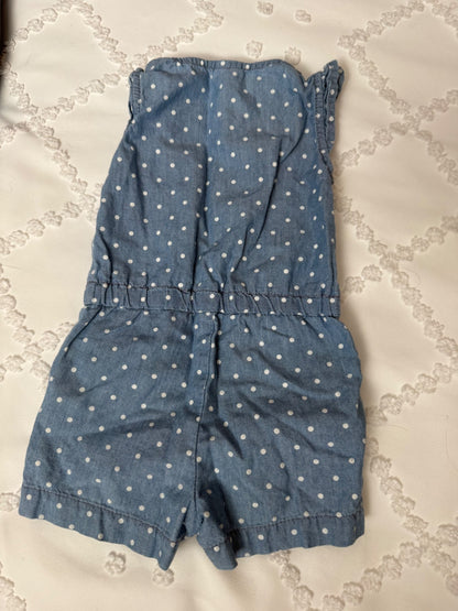 Polka dot denim romper , Kids 3 Month (0-3M)