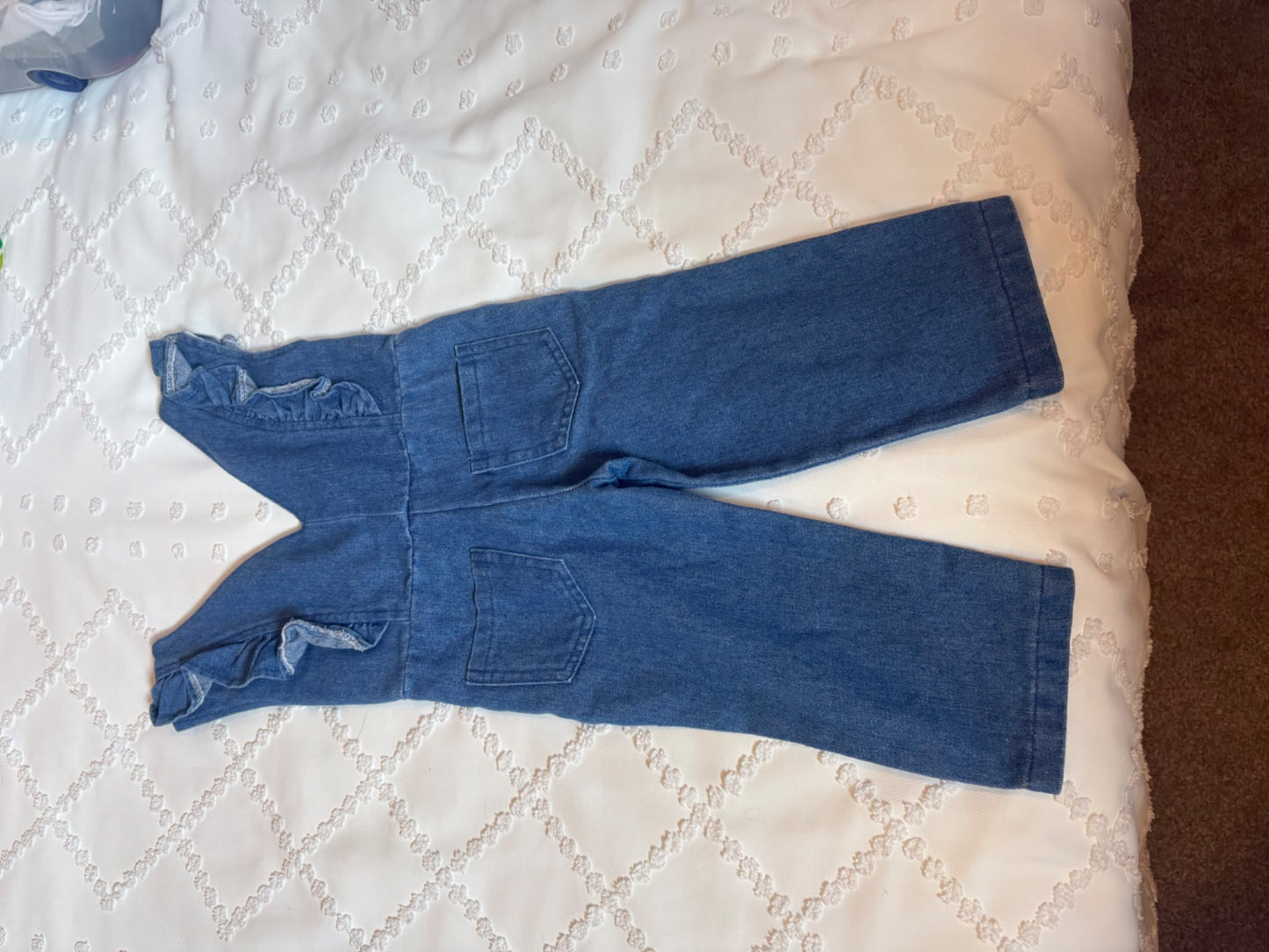 Handmade girls ruffle overalls , Kids 2T