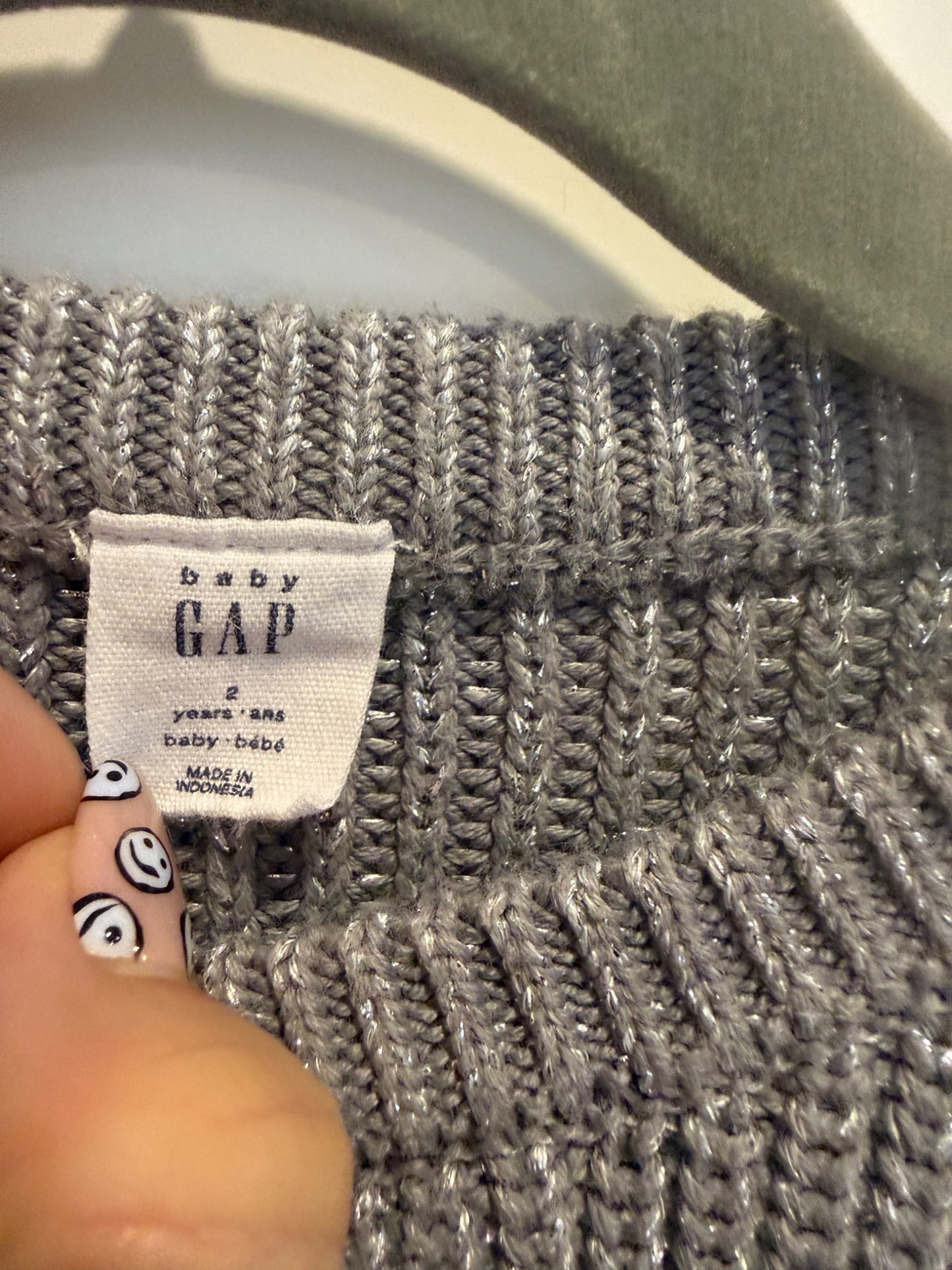 Silver knit toddler girl sweater , Kids 2T