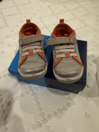 Silver and pink stride rite sneakers , Shoes 6.5 (Walkers:12-24 mth)
