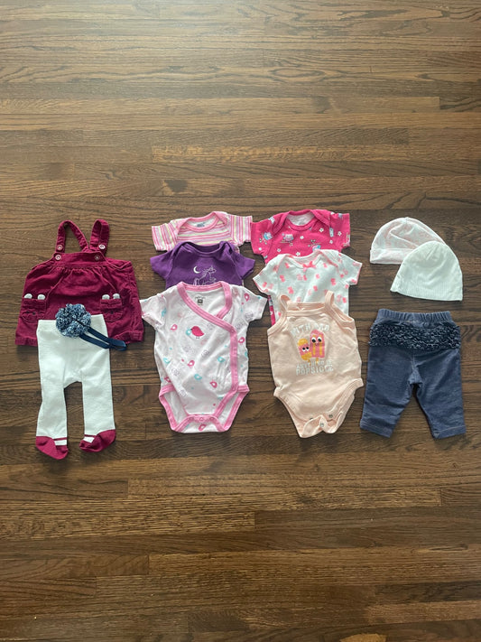 0-3m Girl Bundle - 12 items, Kids 3 Month (0-3M)