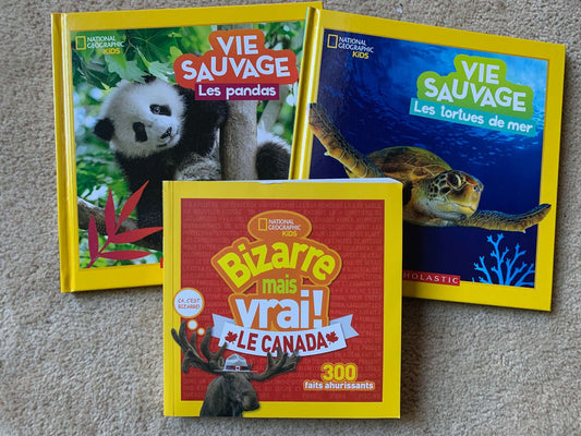 National Geographic 3-Book Bundle, French, Like New