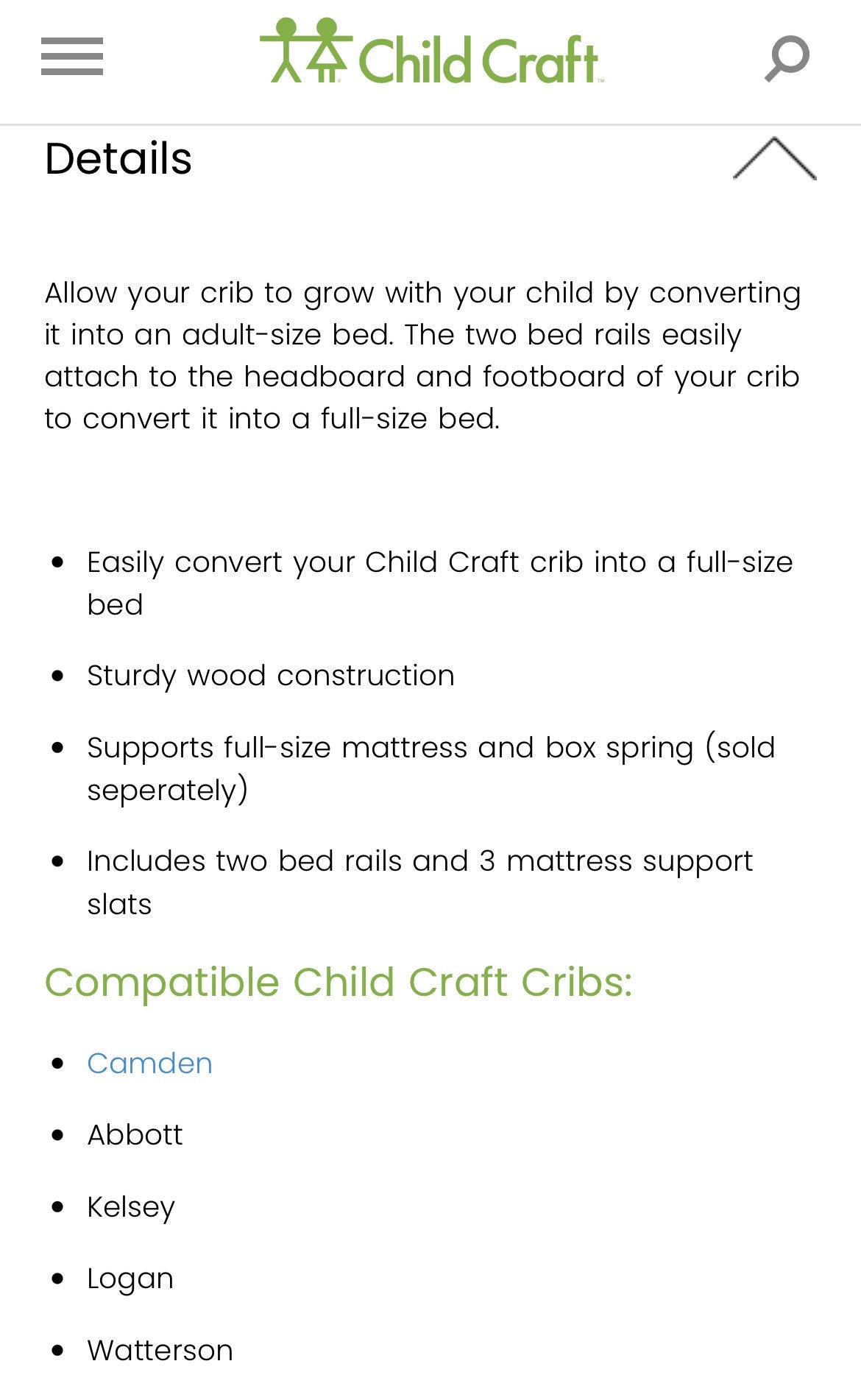 Crib Conversion Kit - full/double - Espresso