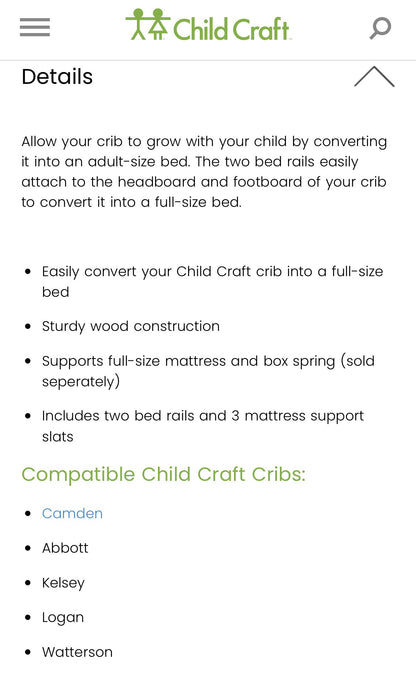 Crib Conversion Kit - full/double - Espresso