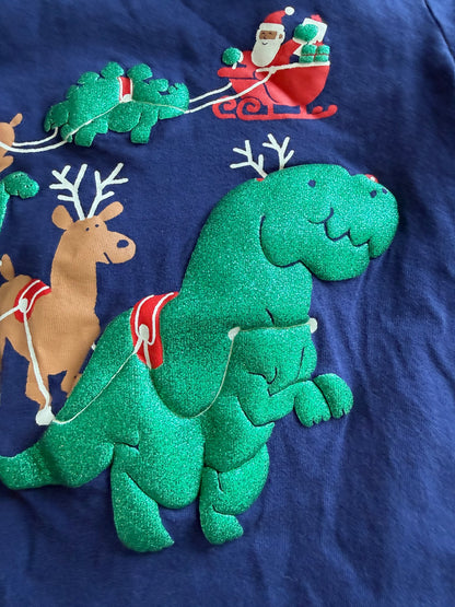 Sparkly Xmas Dino shirt - size 5, Kids 5/5T
