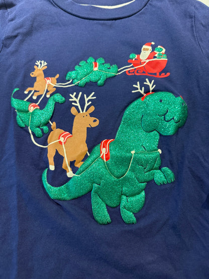 Sparkly Xmas Dino shirt - size 5, Kids 5/5T