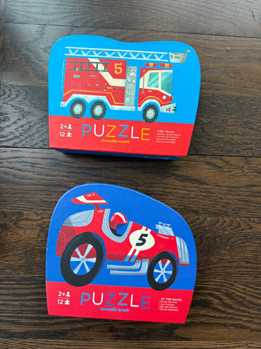 2 Puzzles - Crocodile Creek - Fire Truck and Sports Car