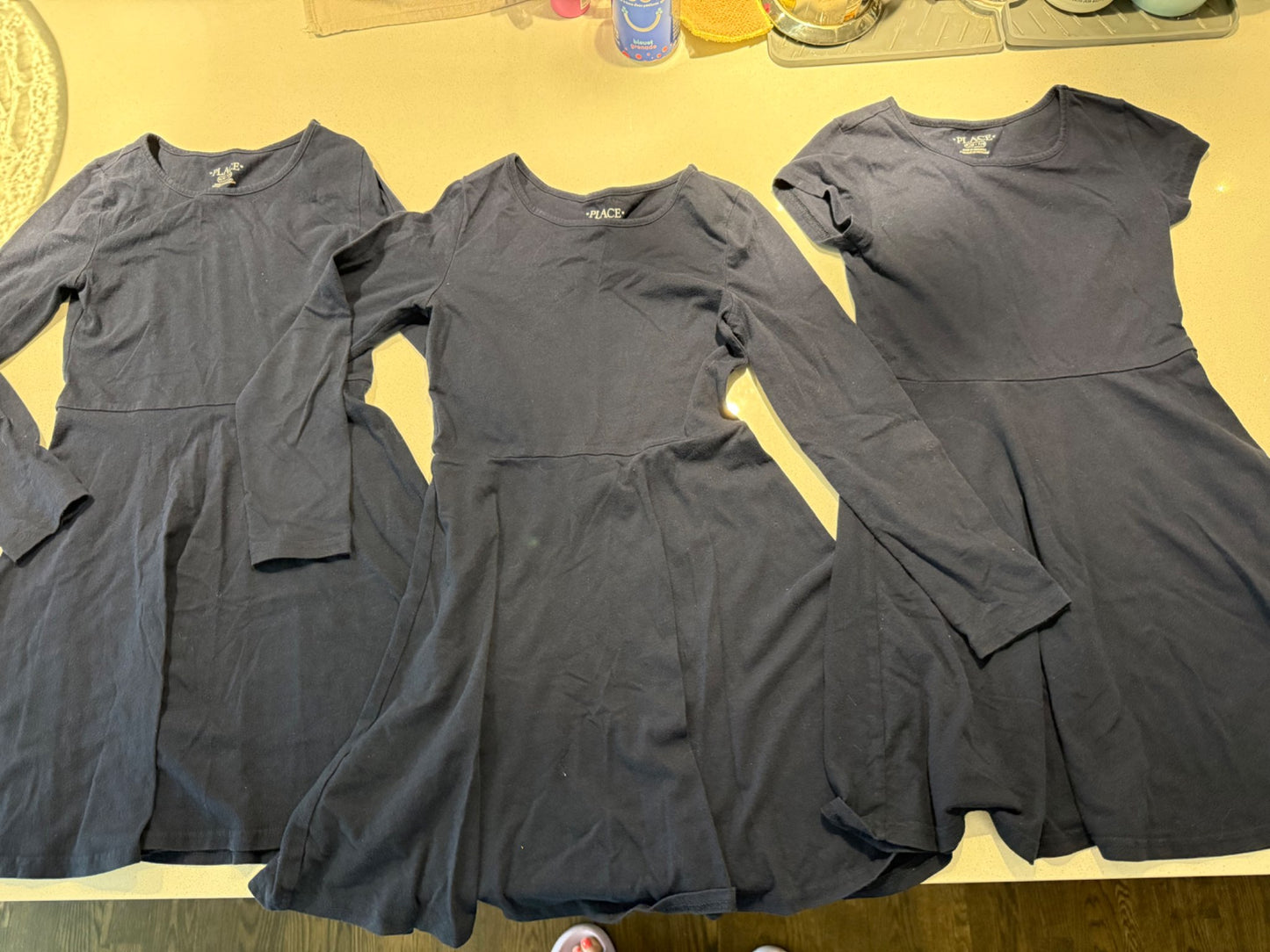 3 Navy Blue dresses (good for uniform dress code schools) - size 7/8, Kids 6/6X
