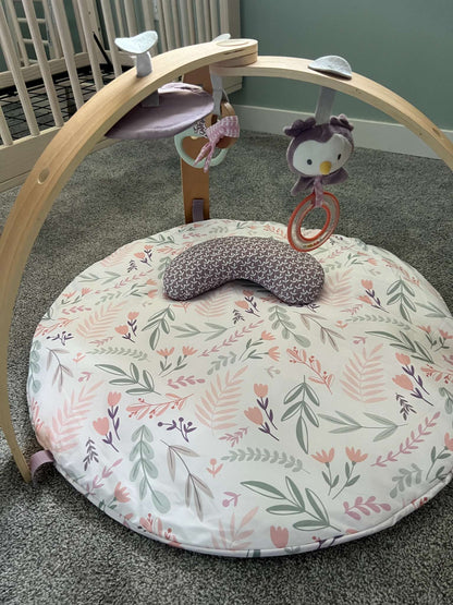 Reversible Duvet Activity Gym & Play Mat with Wooden Toy Bar