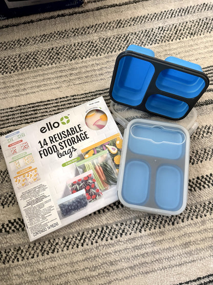Ello Reusable Lunch Bundle – Bento Boxes + Food Storage Bags