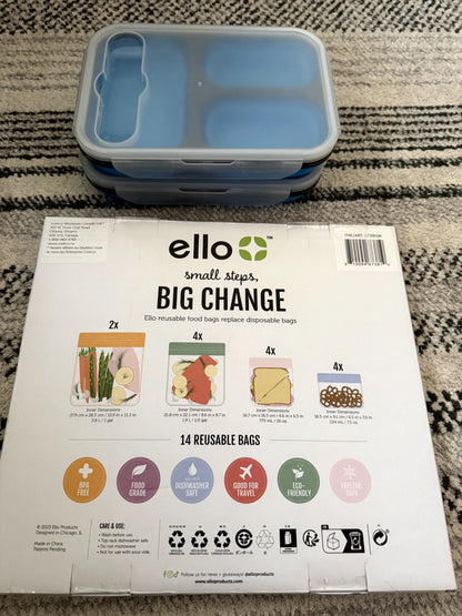 Ello Reusable Lunch Bundle – Bento Boxes + Food Storage Bags