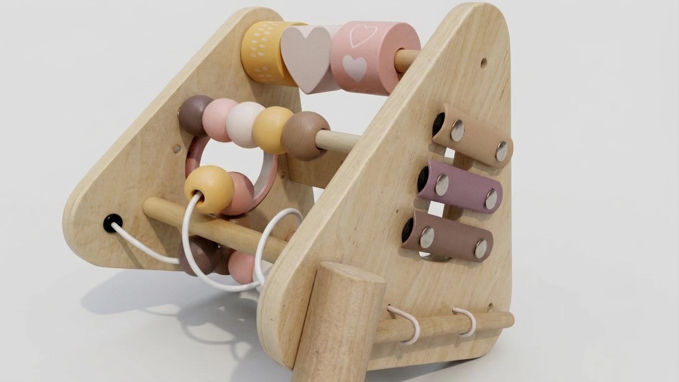 Jumini Bunny Activity Triangle – Wooden Montessori Sensory Toy