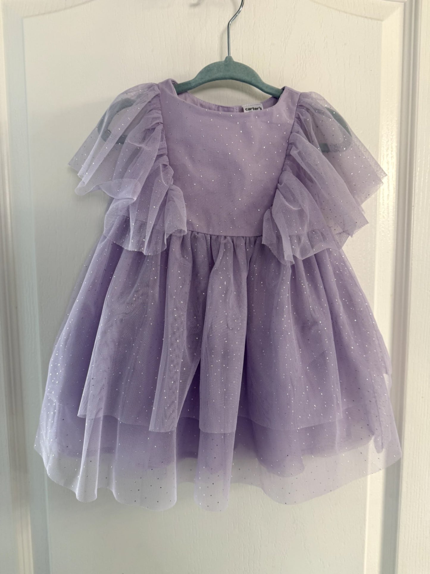 Carter's Purple Glitter Tulle Dress Set 6-9M, Kids 9 Month (6-9M)