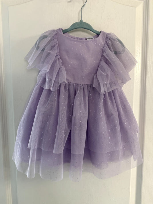 Carter's Purple Glitter Tulle Dress Set 6-9M, Kids 9 Month (6-9M)