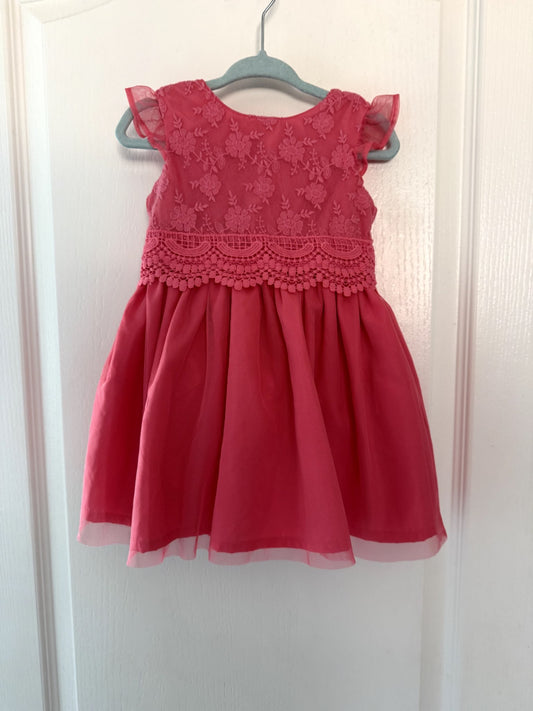 Carter's Pink Floral Lace & Tulle Party Dress 12M, Kids 12 Month (9-12M)
