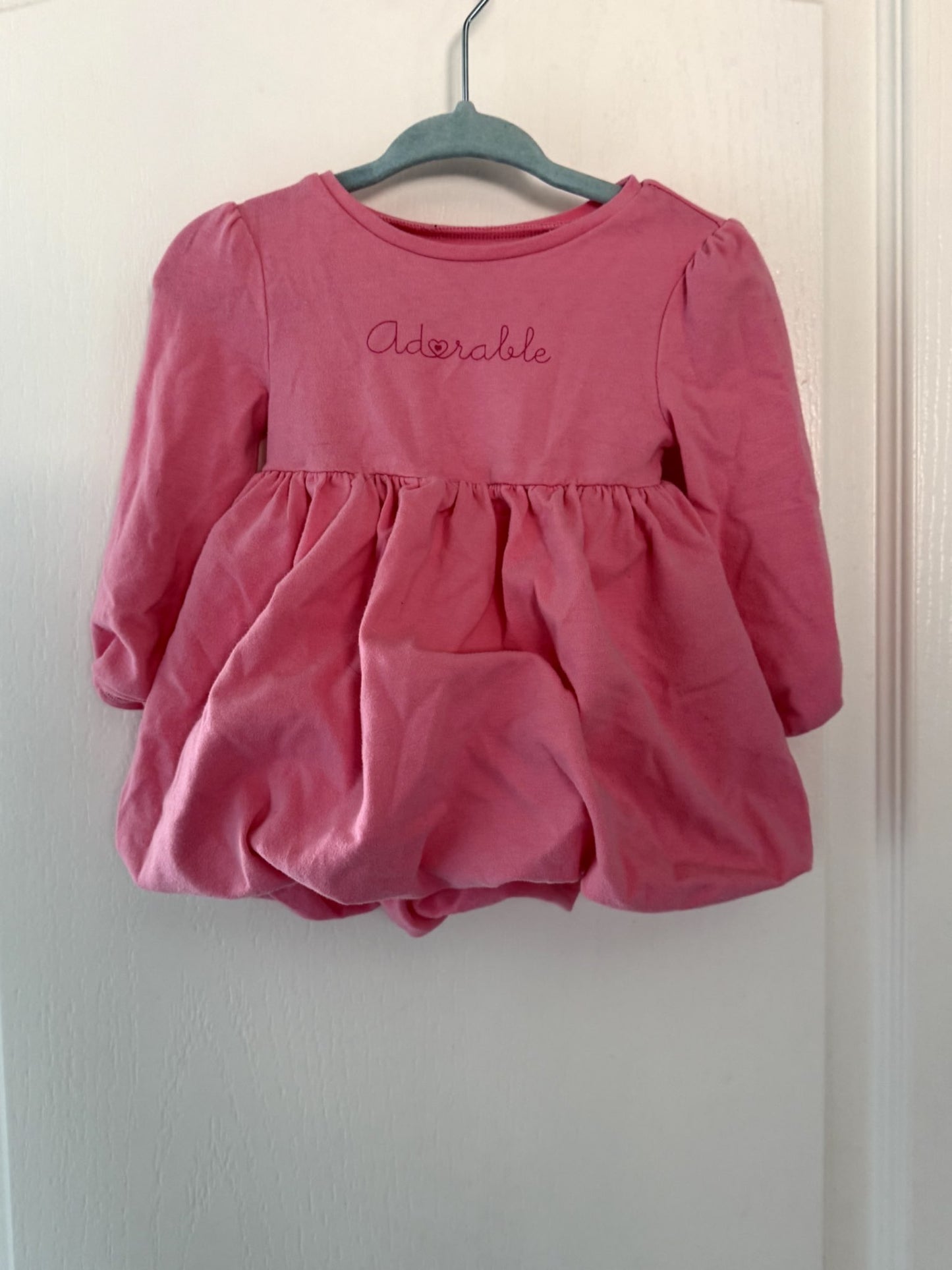 Joe Fresh Pink "Adorable" Long Sleeve Bubble Dress 6-12M, Kids 12 Month (9-12M)