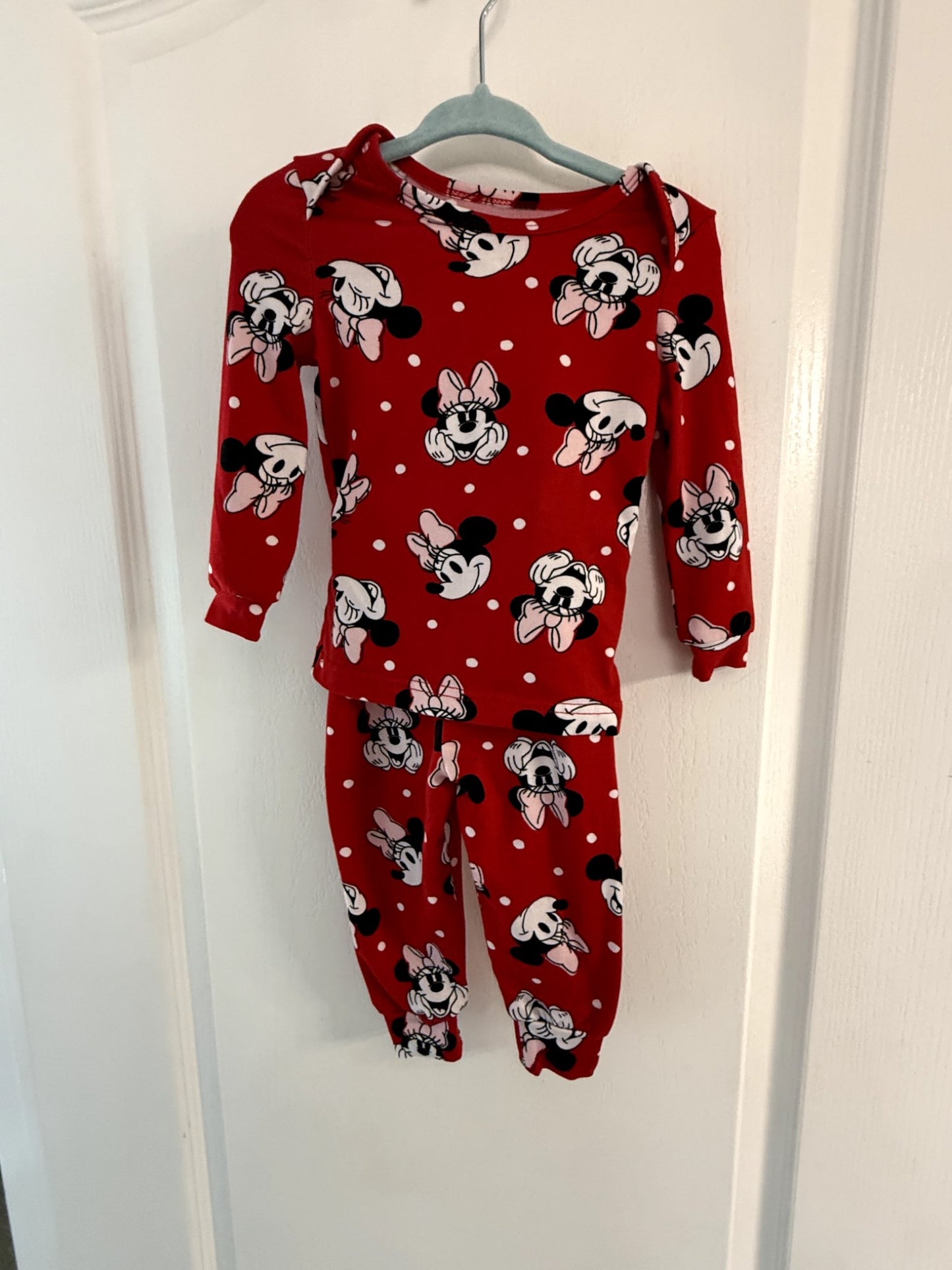 Disney Baby Minnie Mouse Red Polka Dot Pajama Set 6-12M, Kids 12 Month (9-12M)