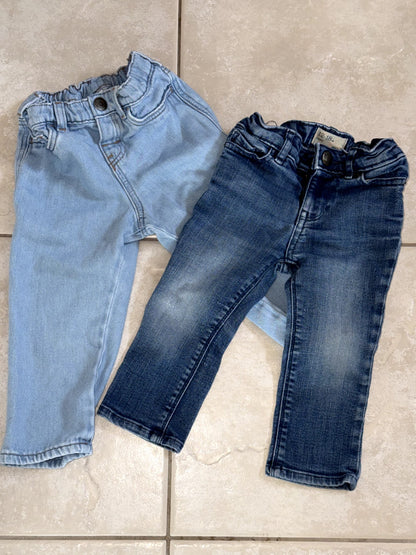 Lot of 2 Baby Adjustable Waist Jeans (babyGap & H&M) 12-18M, Kids 18 Month (12-18M)