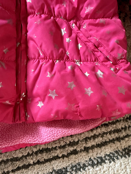 Pink Metallic Star Puffer Jacket - Size 6-9M, Kids 9 Month (6-9M)