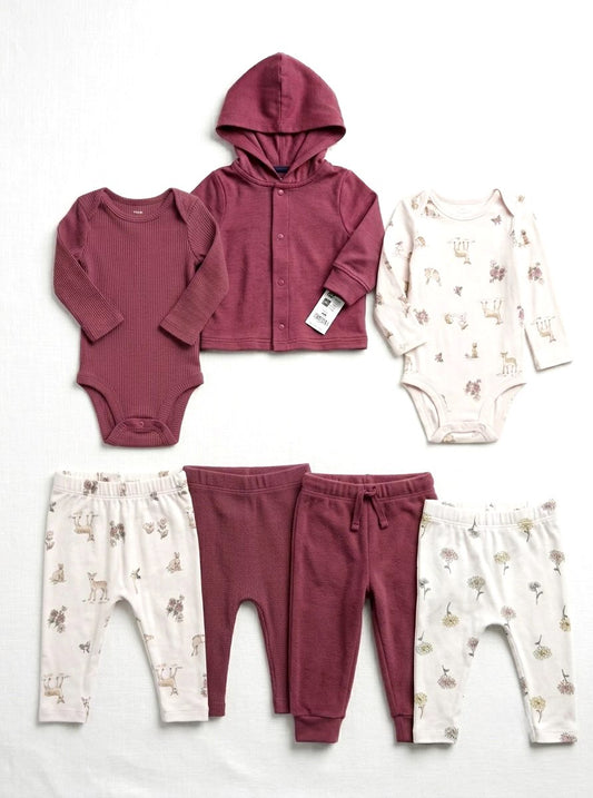 Carter's PurelySoft Baby Girl 6-Piece Outfit Bundle - 9M, Kids 9 Month (6-9M)