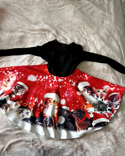 Christmas Cat Print Dress – Size Large, Kids 12 & 14 (large)