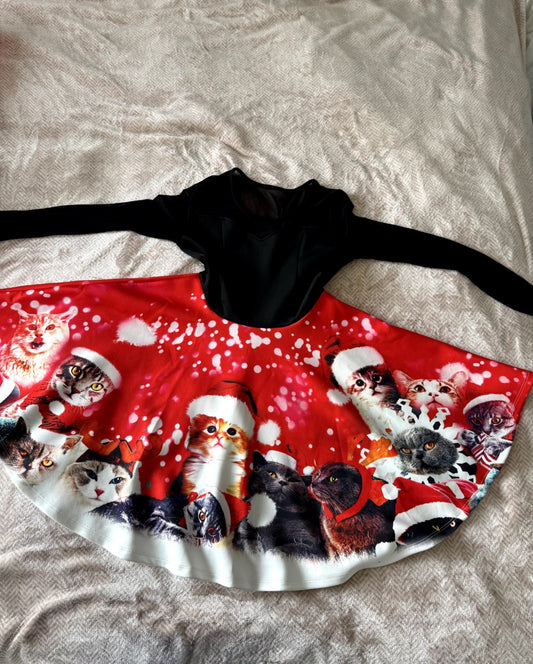 Christmas Cat Print Dress – Size Large, Kids 12 & 14 (large)