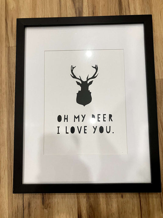 Framed photo perfect for kids room decoration "Oh My Deer, I love you"