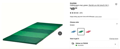 IKEA Folding gym mat, green, 78x185 cm (30 3/4x72 7/8 ")