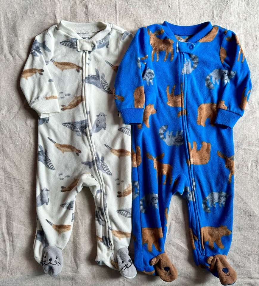 6-9M Carter's 2-Pack Baby Fleece Animal Footed Pyjamas, Kids 9 Month (6-9M)