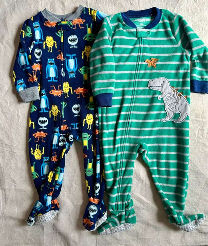 12m Carter's Baby Monster Dinosaur Sleep and Play 2-Pack, Kids 12 Month (9-12M)