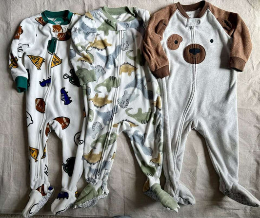 12m Carter's Fleece Footed Pajamas 3-Pack, Kids 12 Month (9-12M)