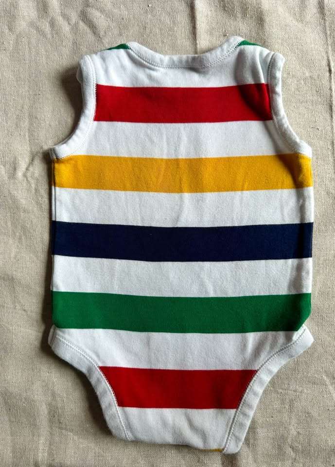 6-12M HBC baby sleeveless striped bodysuit, Kids 12 Month (9-12M)