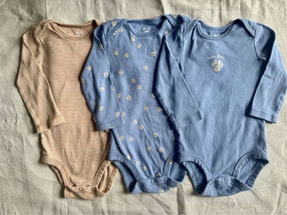 12M Carter's Dog Theme Bodysuits 3-Pack Long Sleeve, Kids 12 Month (9-12M)