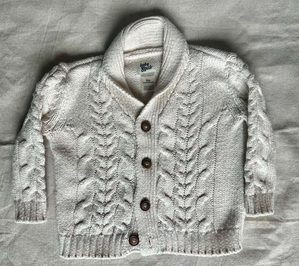 9M Baby B'gosh cream cable knit cardigan, Kids 9 Month (6-9M)