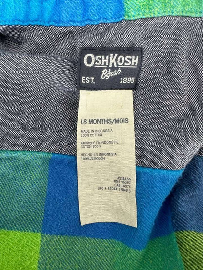 12-18M Osh Kosh Blue Hooded Flannel1, Kids 18 Month (12-18M)