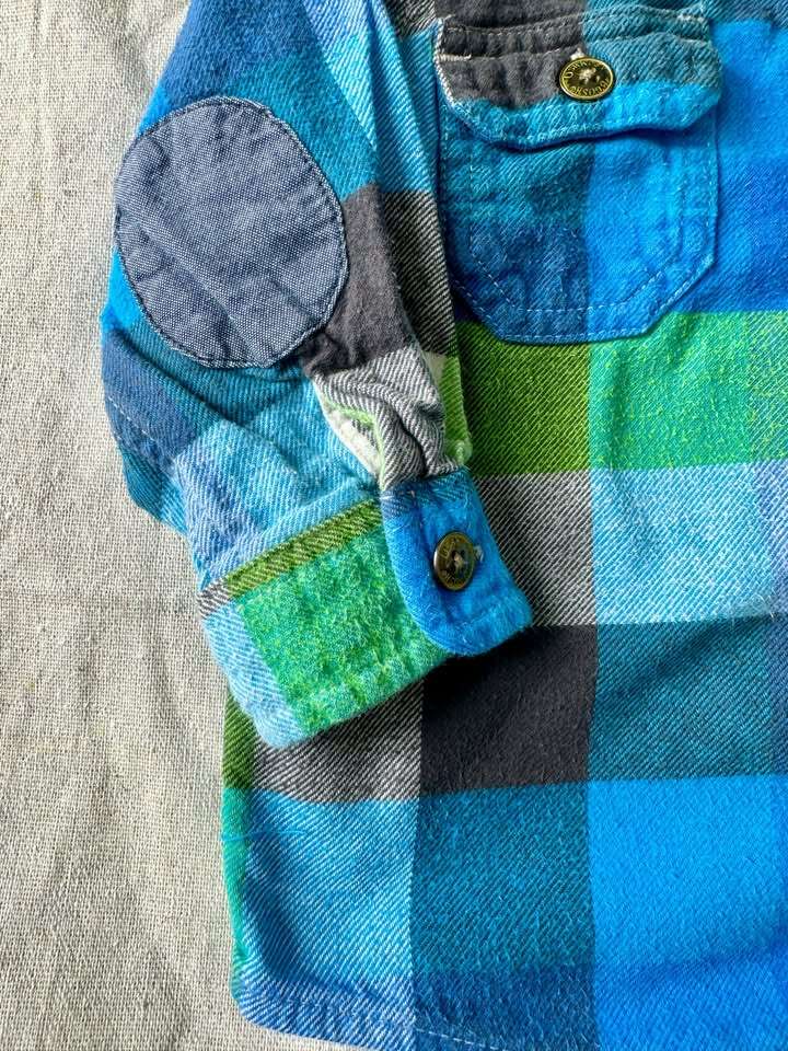 12-18M Osh Kosh Blue Hooded Flannel1, Kids 18 Month (12-18M)