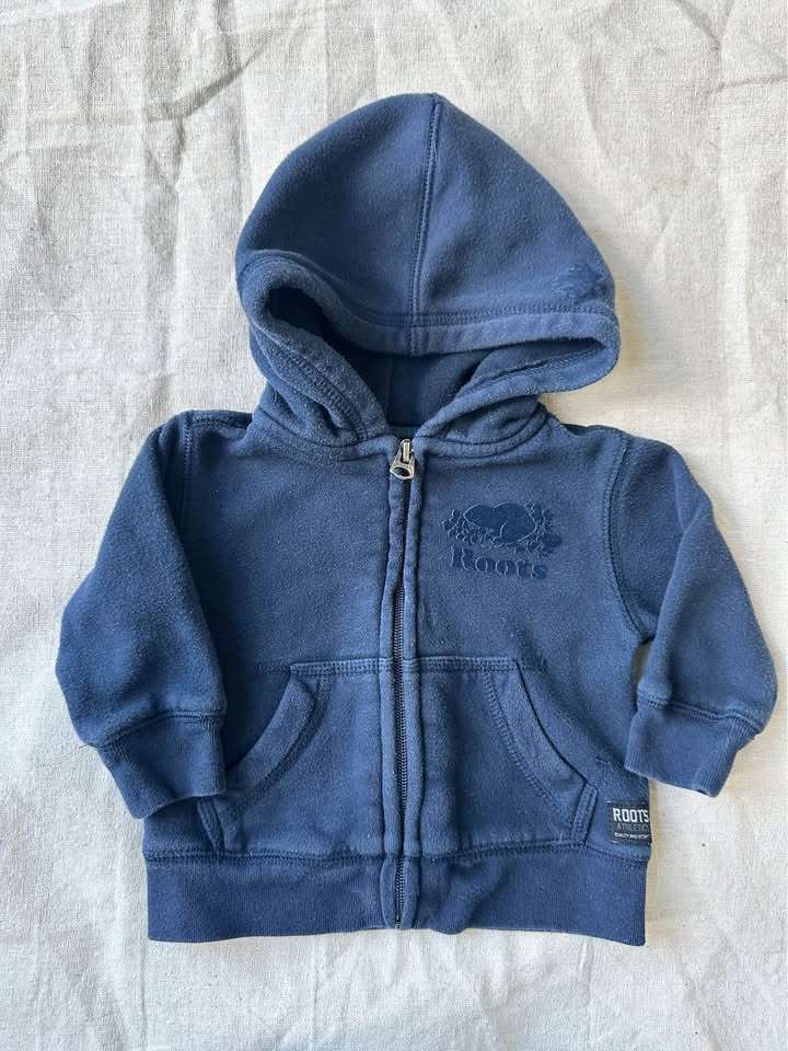 3-6M Baby Roots Navy Zip-Up Hoodie, Kids 6 Month (3-6M)