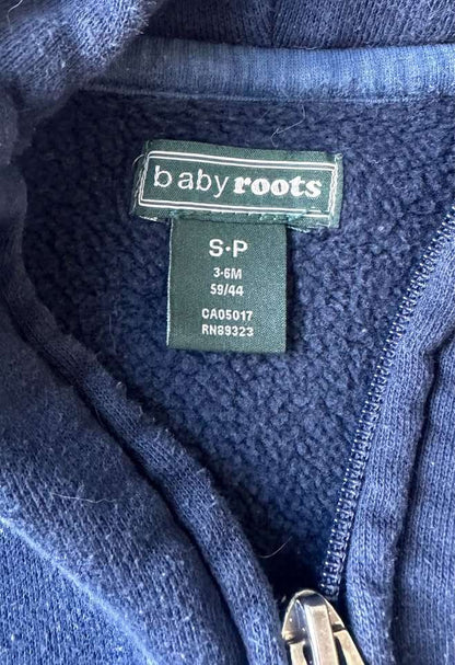 3-6M Baby Roots Navy Zip-Up Hoodie, Kids 6 Month (3-6M)